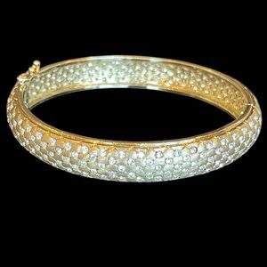 Nadri Gold Tone Pave Crystal CZ Bangle Bracelet READ Repair As Is